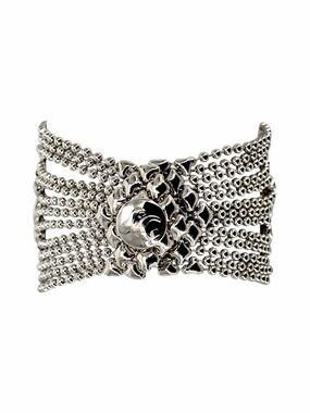 Sergio Gutierrez – SG Liquid Metal Mesh Cuff Bracelet – Silver Swarovski – OS